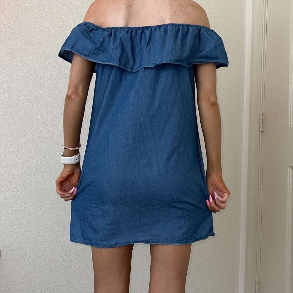 STRAPLESS DENIM DRESS - Picture 3 of 4